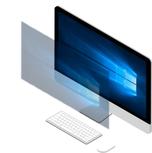 Desktop mit Windows Hintergrund
